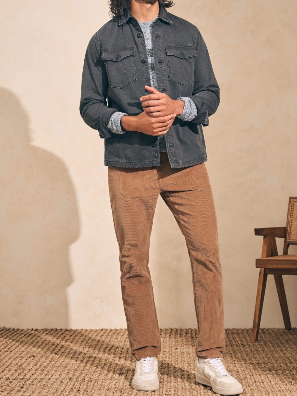 Faherty Jersey Shirt Jacket in Faded Charcoal
